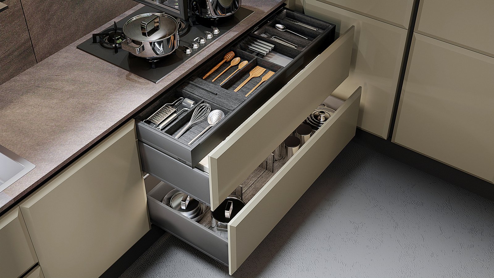 smart storage kitchens with pull out drawers